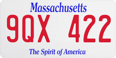 MA license plate 9QX422