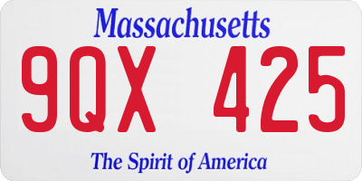 MA license plate 9QX425