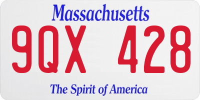 MA license plate 9QX428