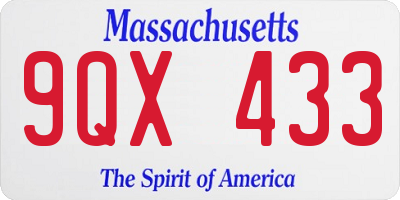 MA license plate 9QX433
