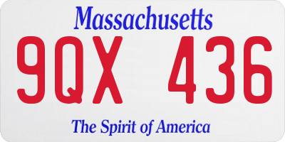 MA license plate 9QX436