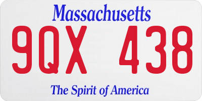 MA license plate 9QX438