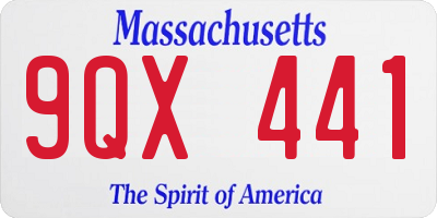 MA license plate 9QX441