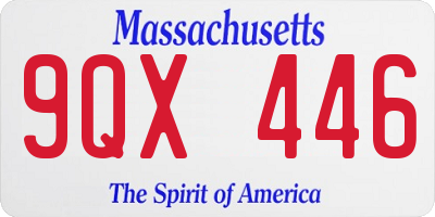 MA license plate 9QX446