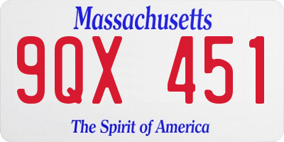 MA license plate 9QX451