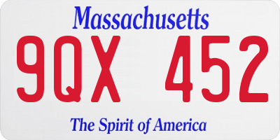 MA license plate 9QX452
