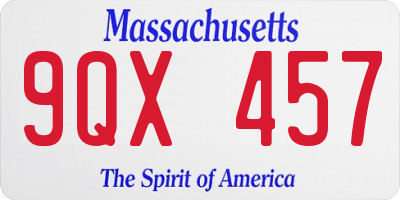 MA license plate 9QX457