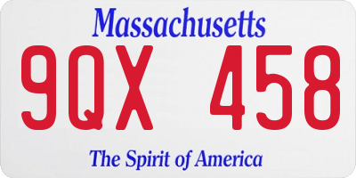 MA license plate 9QX458