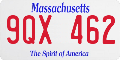 MA license plate 9QX462