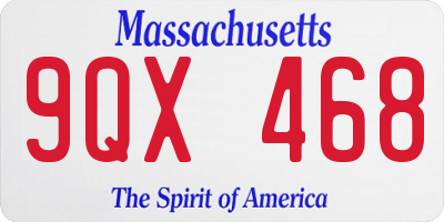 MA license plate 9QX468