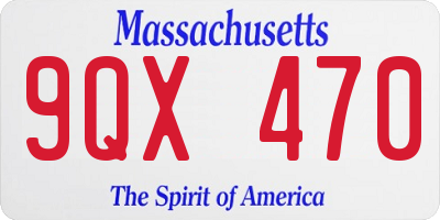 MA license plate 9QX470