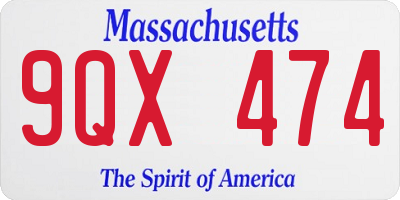 MA license plate 9QX474
