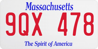 MA license plate 9QX478
