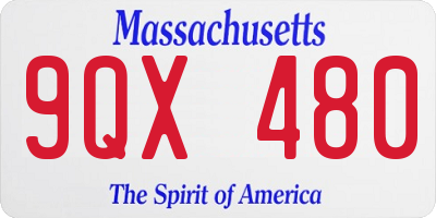MA license plate 9QX480