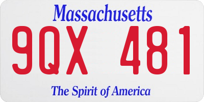 MA license plate 9QX481