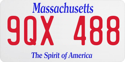 MA license plate 9QX488