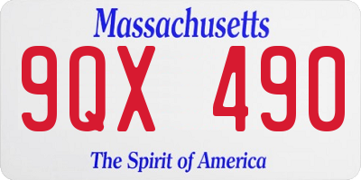 MA license plate 9QX490