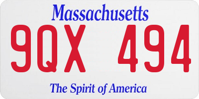 MA license plate 9QX494