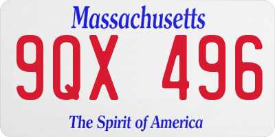 MA license plate 9QX496
