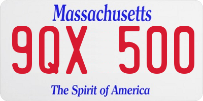 MA license plate 9QX500