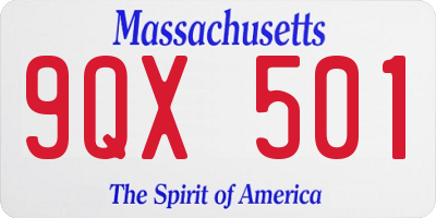 MA license plate 9QX501