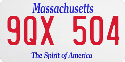 MA license plate 9QX504