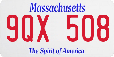 MA license plate 9QX508