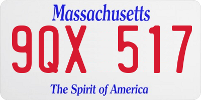 MA license plate 9QX517
