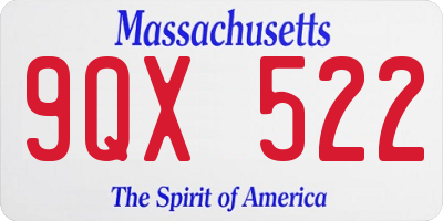 MA license plate 9QX522