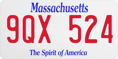 MA license plate 9QX524