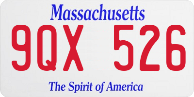 MA license plate 9QX526