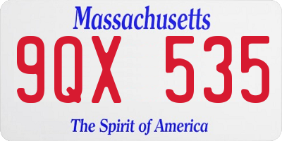 MA license plate 9QX535