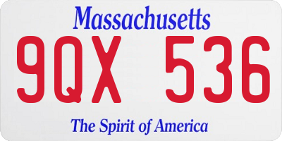 MA license plate 9QX536