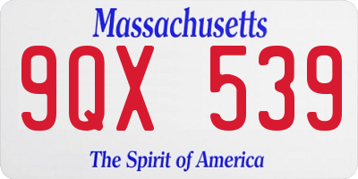 MA license plate 9QX539