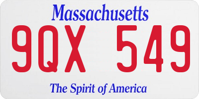 MA license plate 9QX549