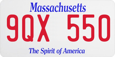 MA license plate 9QX550