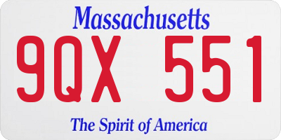 MA license plate 9QX551