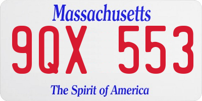 MA license plate 9QX553
