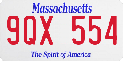 MA license plate 9QX554