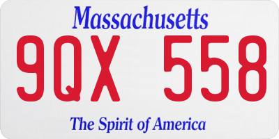 MA license plate 9QX558