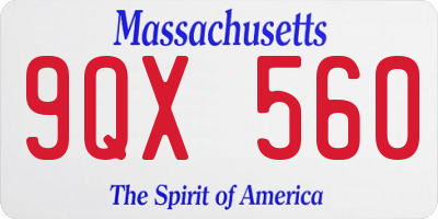 MA license plate 9QX560