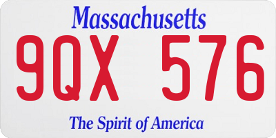 MA license plate 9QX576
