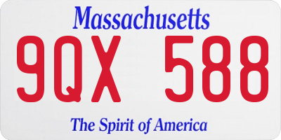 MA license plate 9QX588