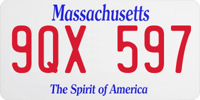 MA license plate 9QX597