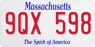 MA license plate 9QX598
