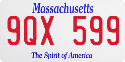 MA license plate 9QX599