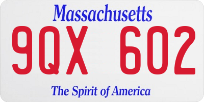 MA license plate 9QX602