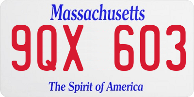 MA license plate 9QX603