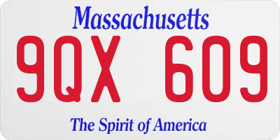 MA license plate 9QX609