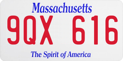 MA license plate 9QX616